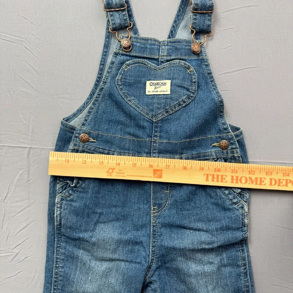 OshKosh Bgosh Baby‎ Girls Denim Heart Pocket Overalls Blue 18M